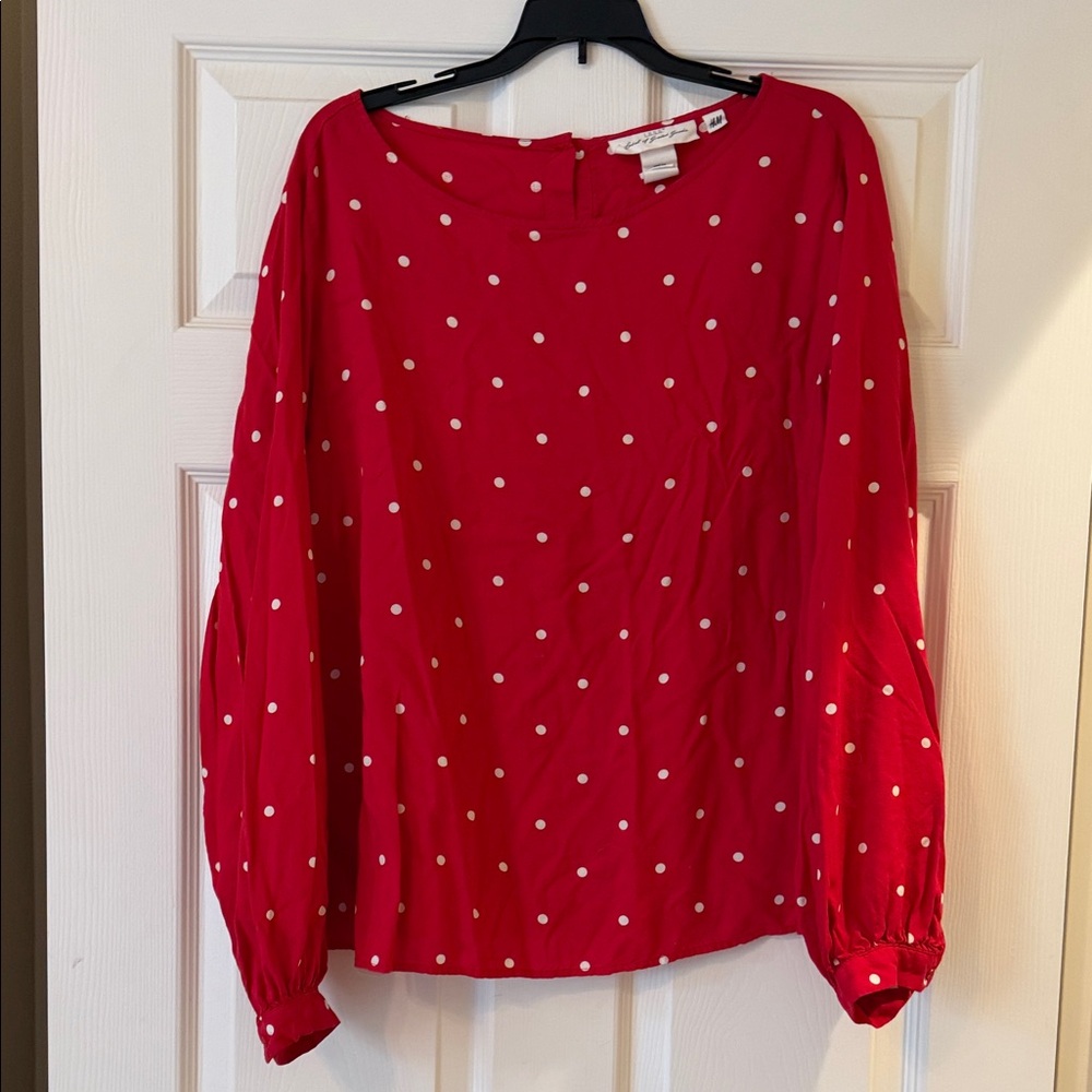 H&M Red and White Polka Dot Blouse